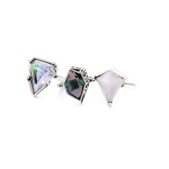 Stunning Iridescent Ring Set 3pc - Picture 3 of 4